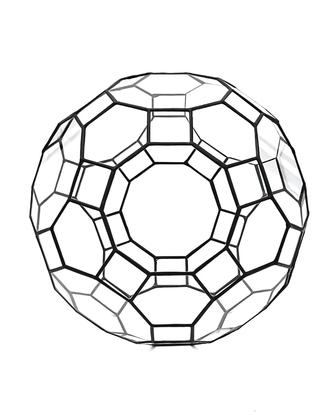 Grand rhombicosidodécaèdre en verre et cuivre, création ArtiZi-OM