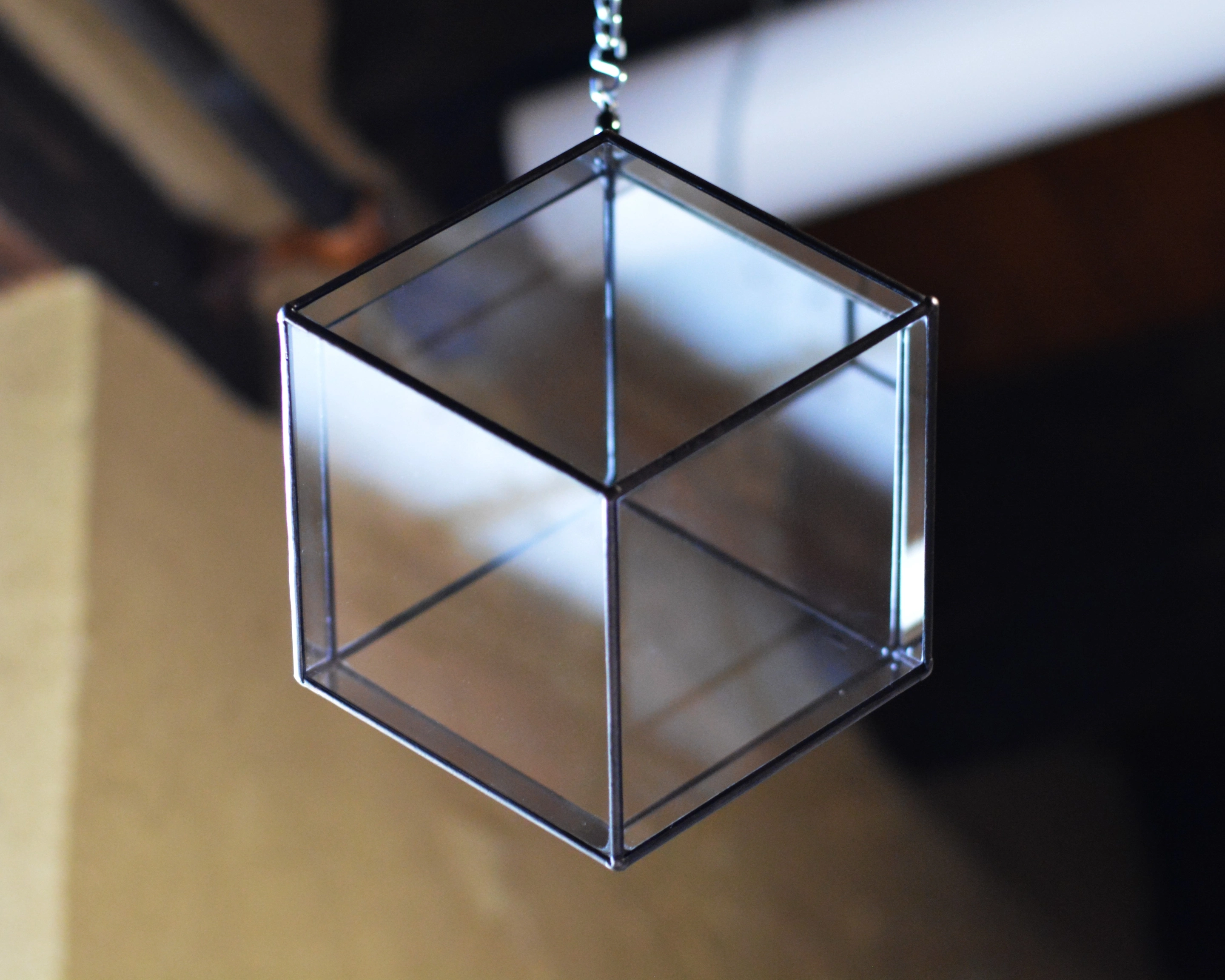 Hanging Rhombic Dodecahedron in clear glass