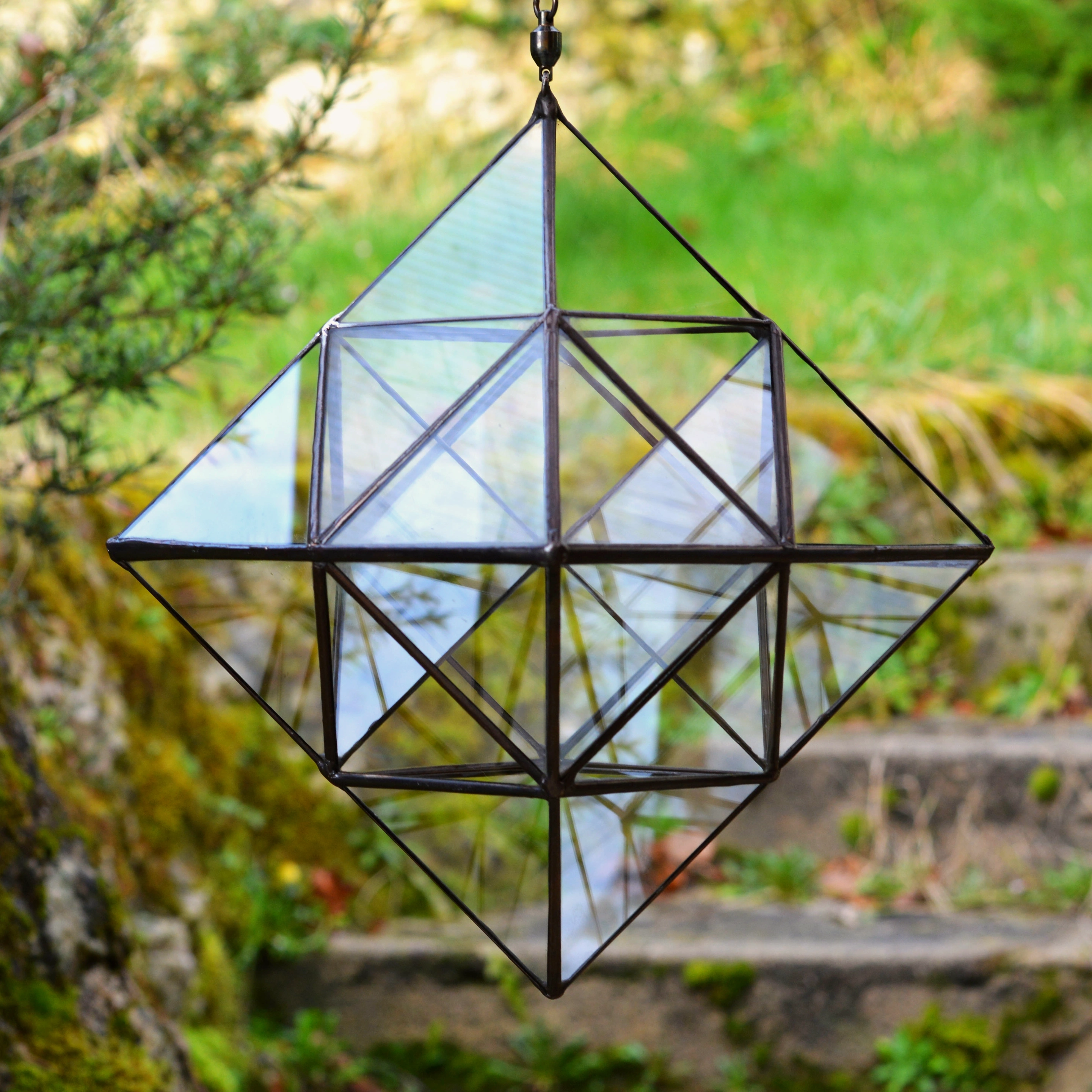 Fractal octahedron hanging in the garden