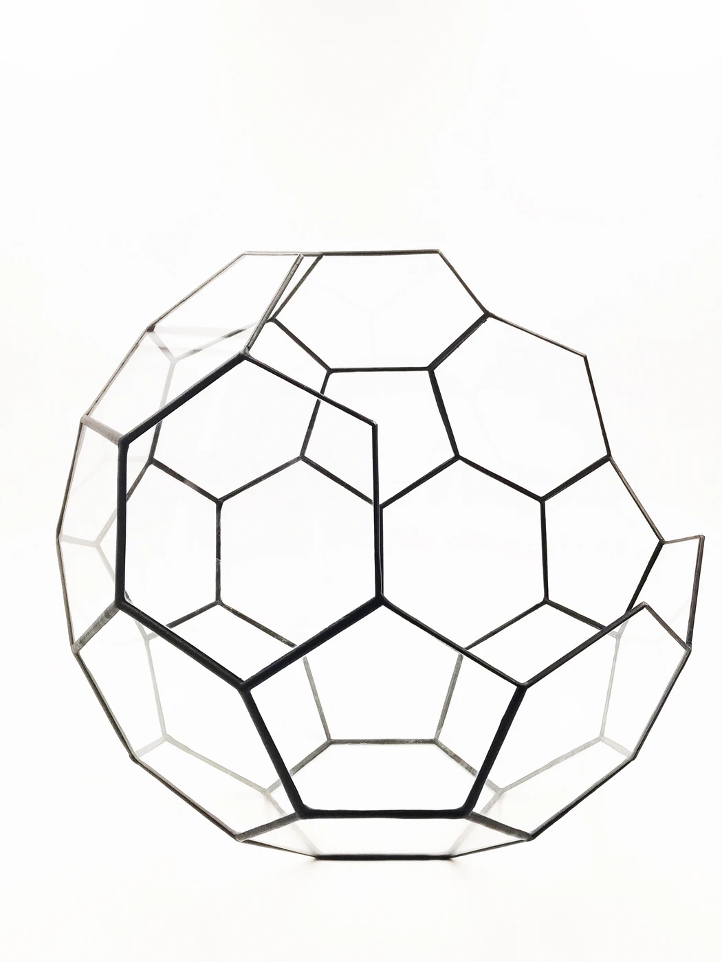 Truncated icosahedron in clear glass