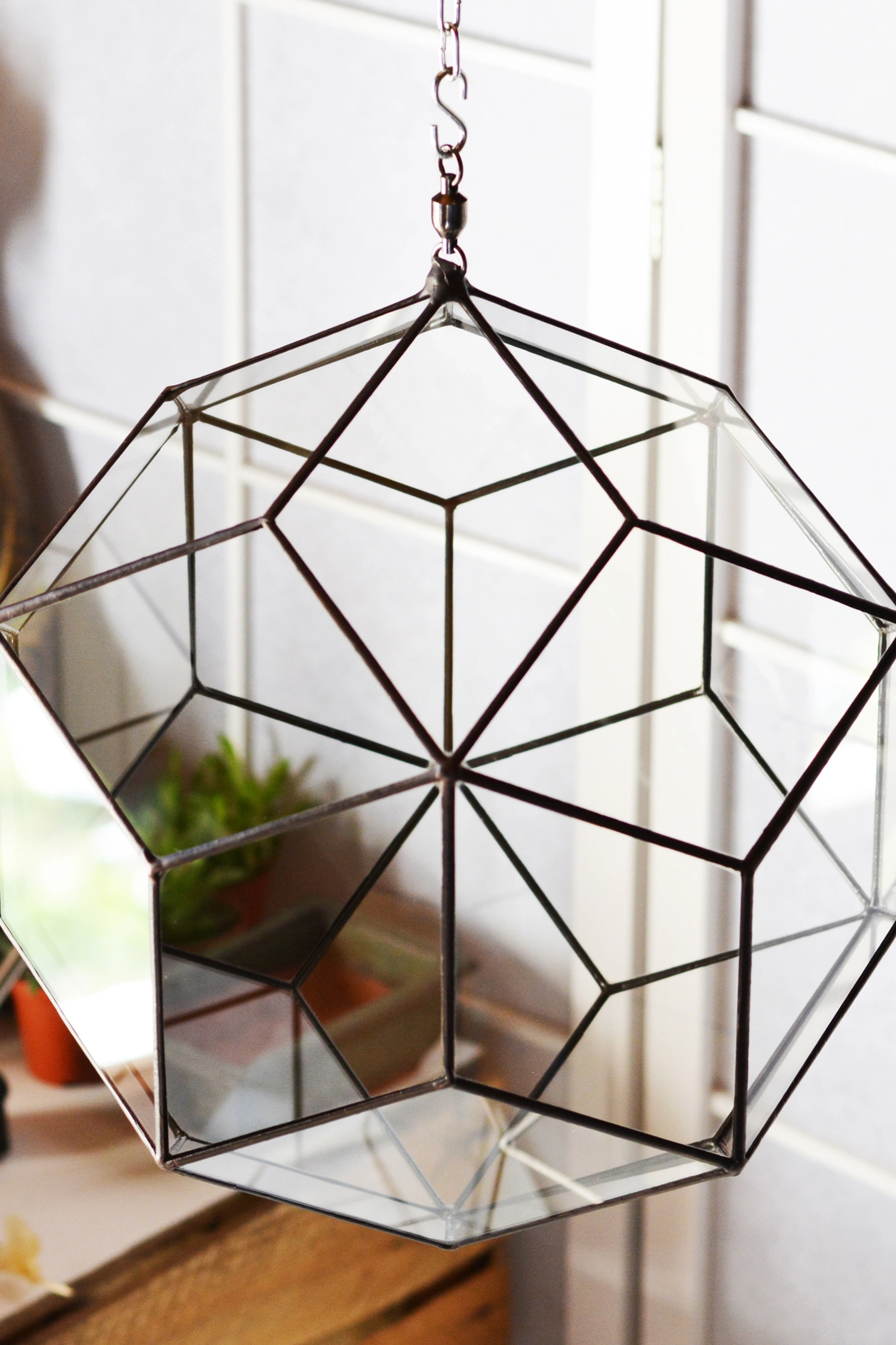 Rhombic Triacontahedron hanging in front of the Buddha