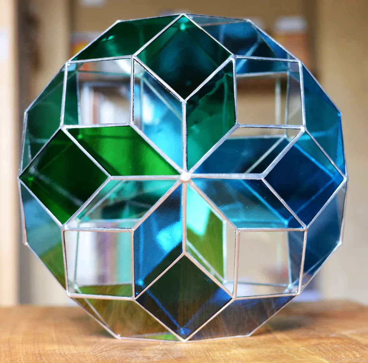 Zome en verre lisse antique bleu et vert